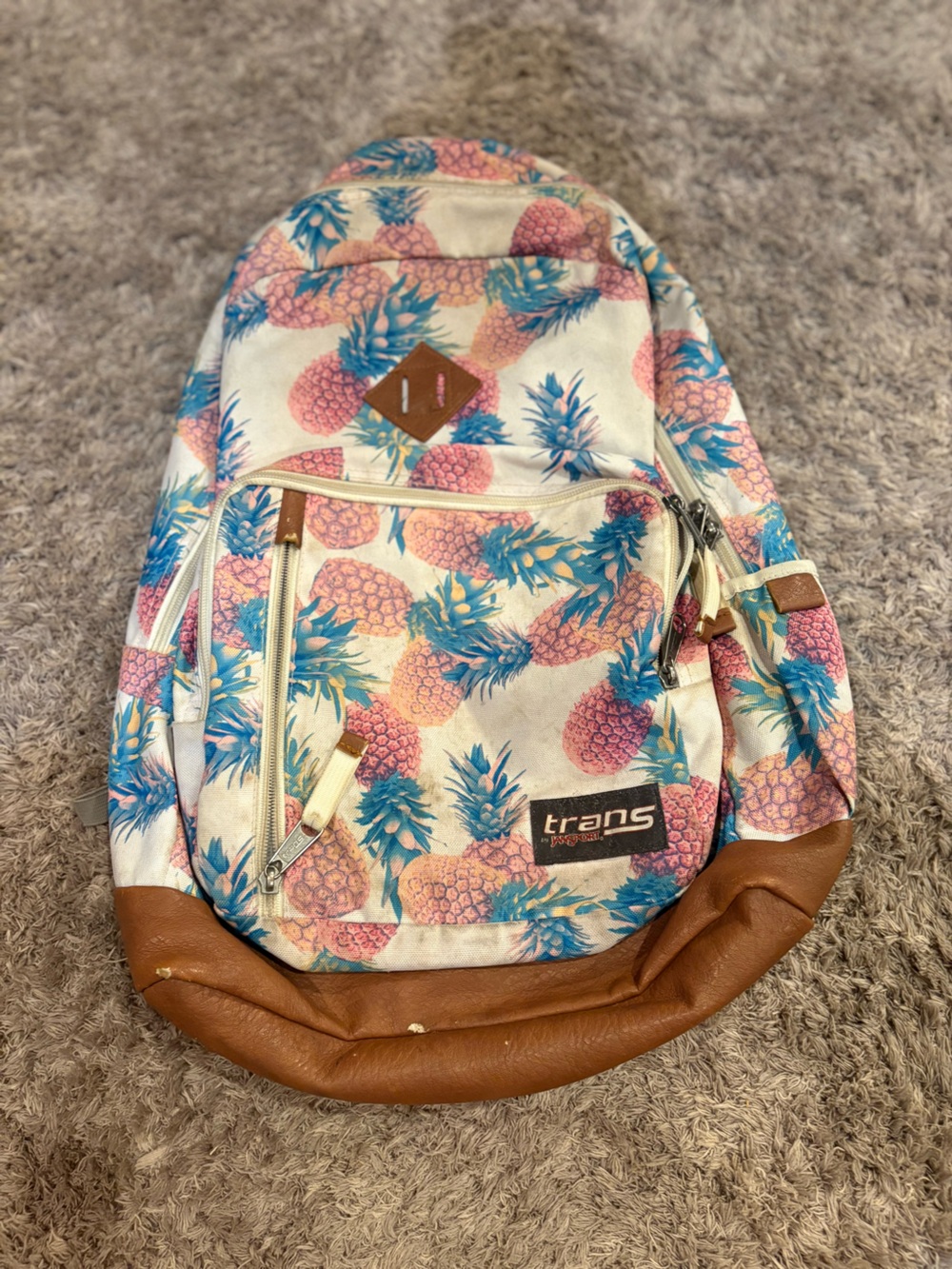 Jansport Pineapple Print Backpack - Cream Pink Blue